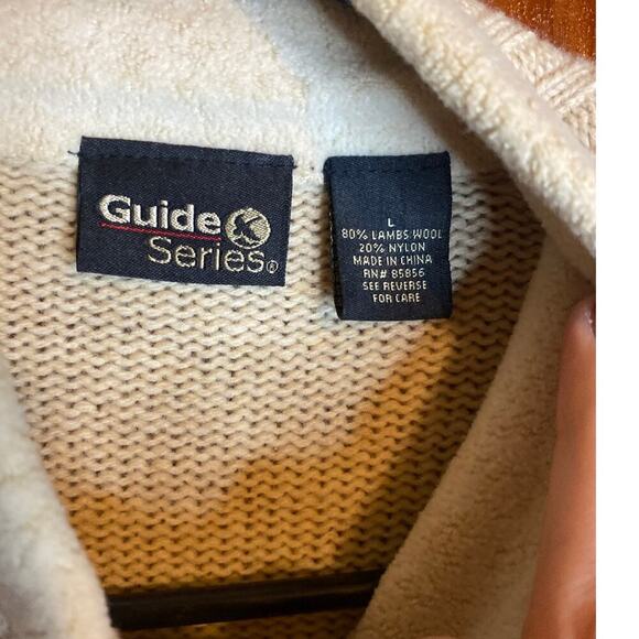 VINTAGE Unisex Guide Series Cream Speckled Lambswool Large Zip Up - Picture 2 of 6
